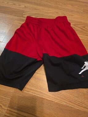 Jordan Red and Black Mesh Basketball Shorts with Jumpman